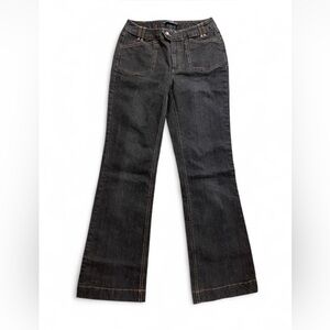French Cuff Dark Gray Flare Jeans